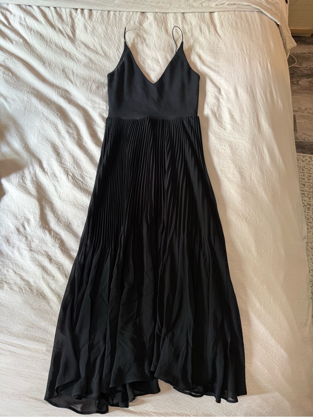 Wilfred Black Pleated Slip Dress